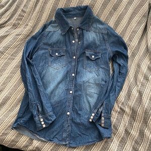 Denim pearl snap shirt